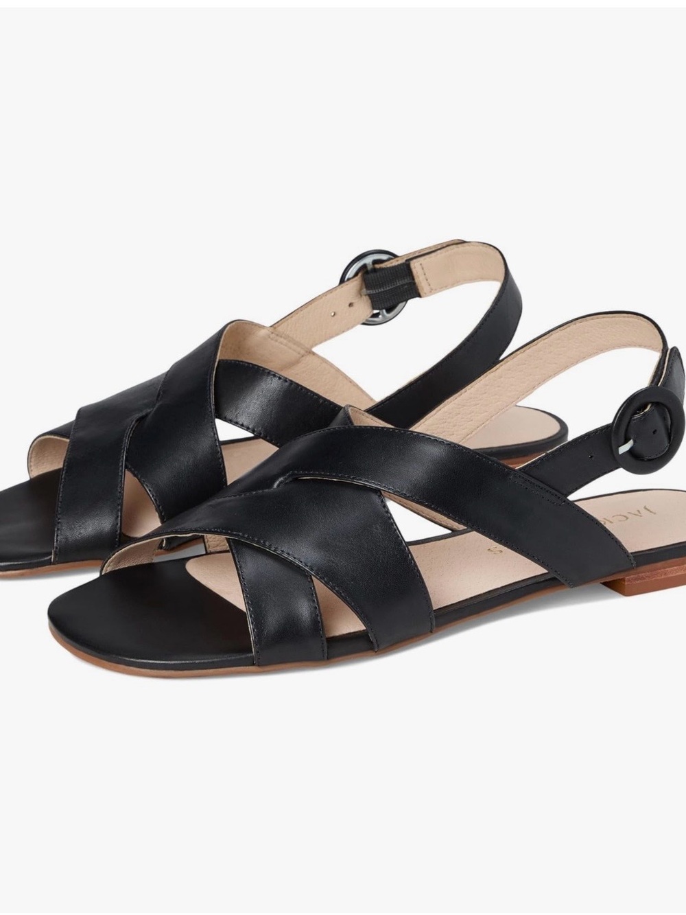 Jack Rogers Black Leather Crisscross Slingback Sandals